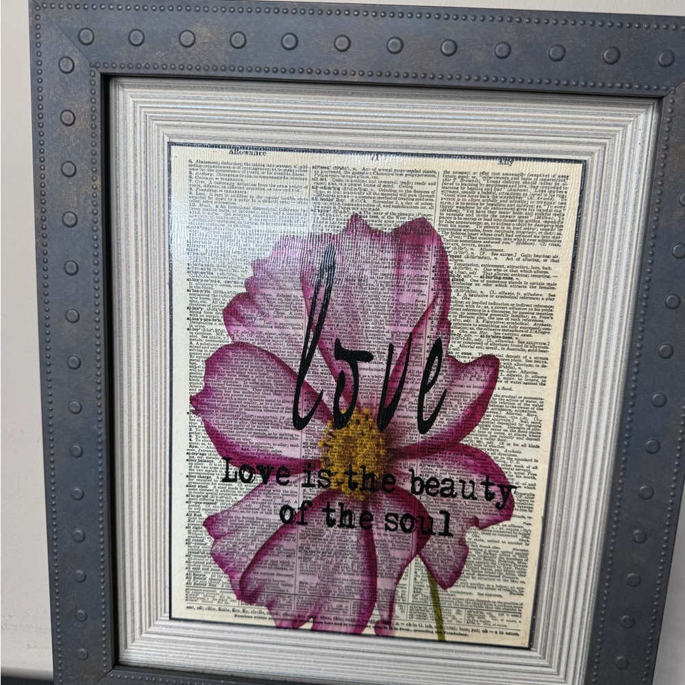 Framed Floral Art with Inspirational Quote